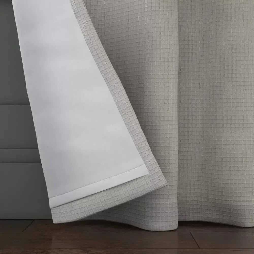 Threshold Gray Textured Plaid Single Blackout Rod Pocket Curtain Panel 50